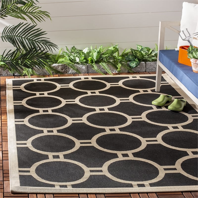 Safavieh Courtyard Black Indoor Outdoor Rug - Runner 2'7