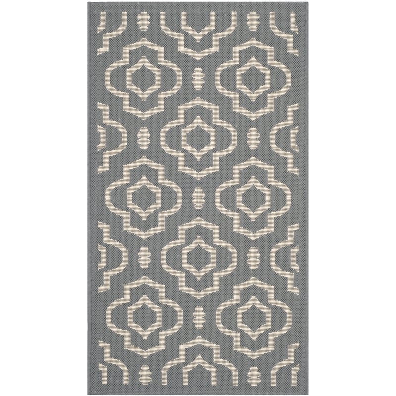 Safavieh Courtyard Anthracite Indoor Outdoor Rug - 2' x 3'7