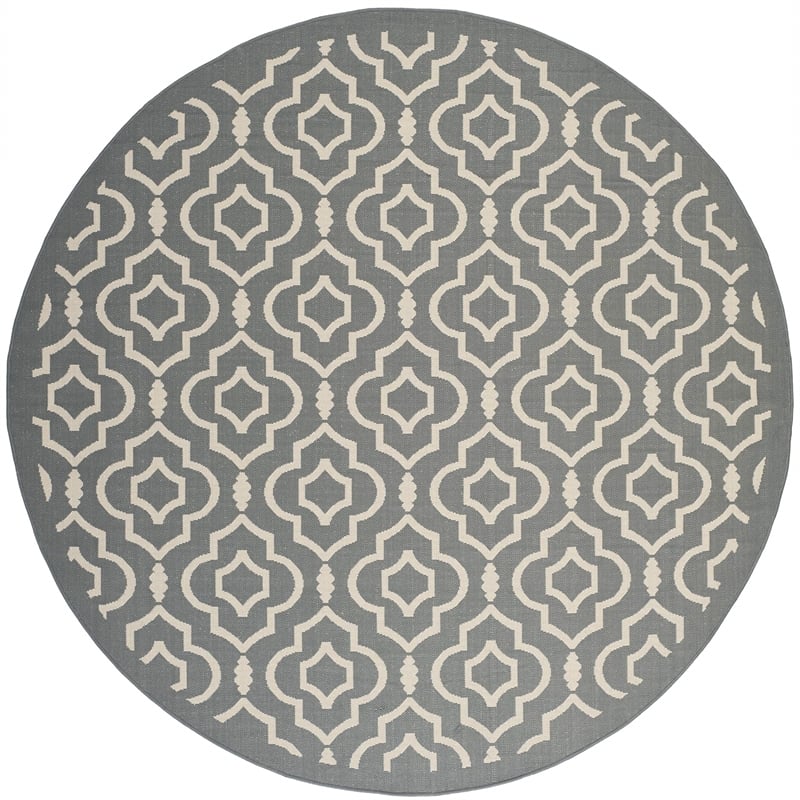 Safavieh Courtyard Anthracite Indoor Outdoor Rug - Round 5'3