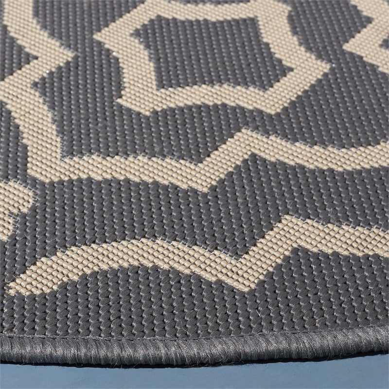 Safavieh Courtyard Anthracite Indoor Outdoor Rug - Round 5'3
