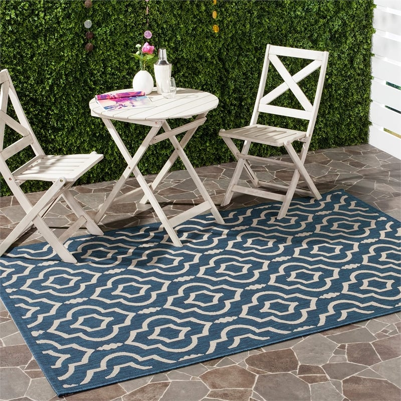 Safavieh Courtyard Navy Indoor Outdoor Rug - 9' x 12'