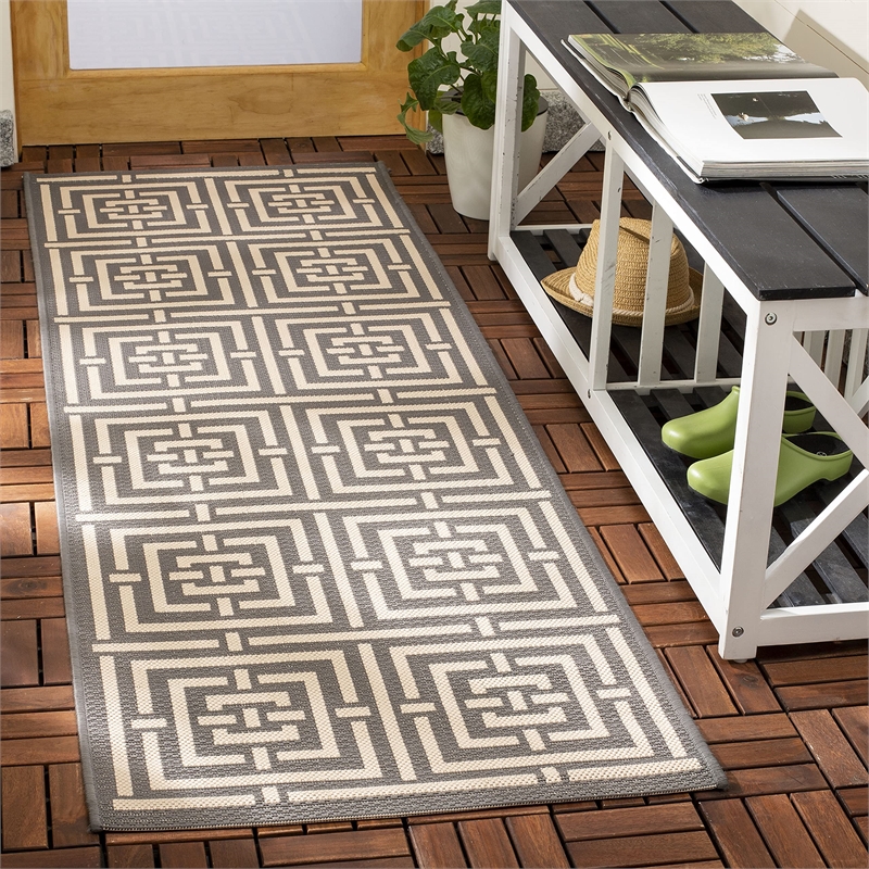 Safavieh Courtyard Grey Indoor Outdoor Rug - Runner 2'3