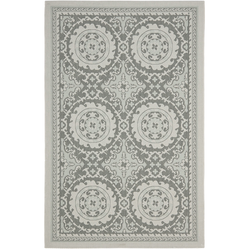 Safavieh Courtyard Light Grey Indoor Outdoor Rug - 4' x 5'7