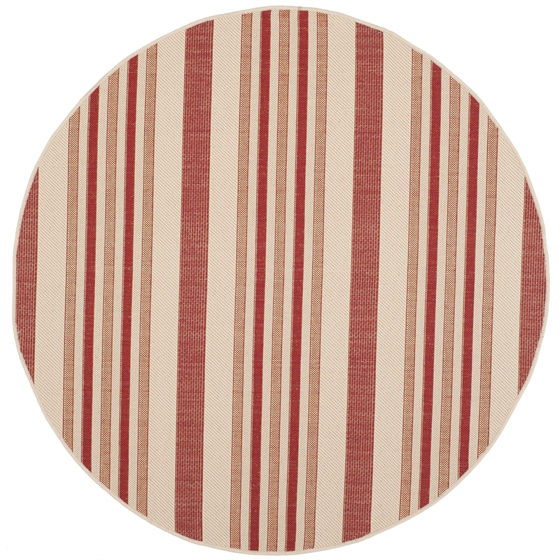 Safavieh Courtyard Beige Indoor Outdoor Rug - Round 6'7