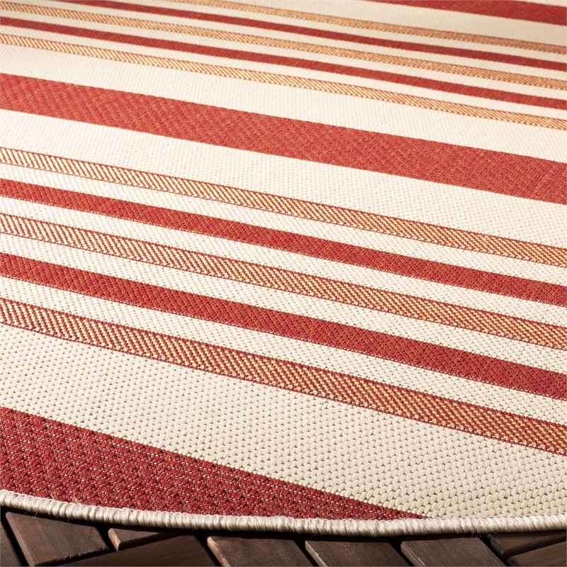 Safavieh Courtyard Beige Indoor Outdoor Rug - Round 6'7