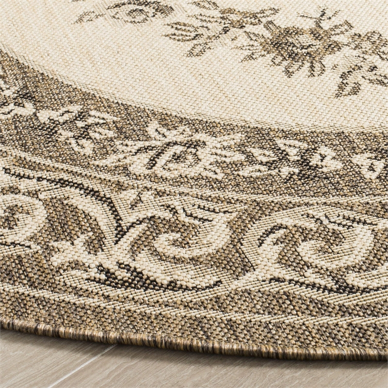Safavieh Courtyard Creme Indoor Outdoor Rug - Round 6'7