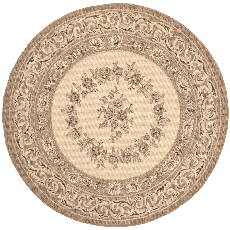 Safavieh Courtyard Creme Indoor Outdoor Rug - Round 6'7