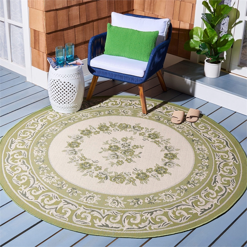 Safavieh Courtyard Cream Indoor Outdoor Rug - Round 5'3