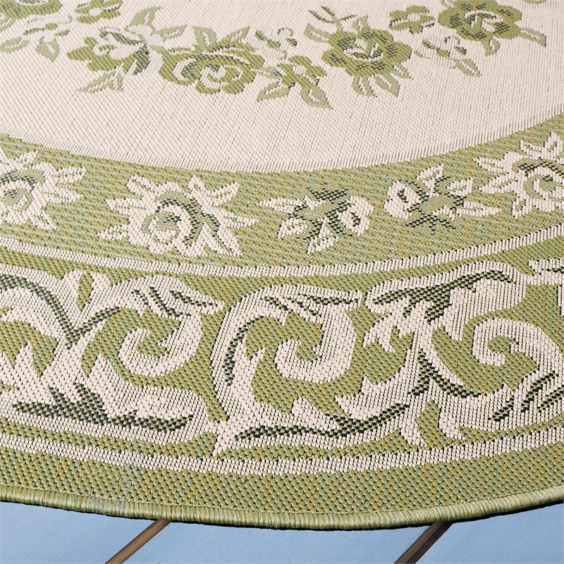 Safavieh Courtyard Cream Indoor Outdoor Rug - Round 6'7