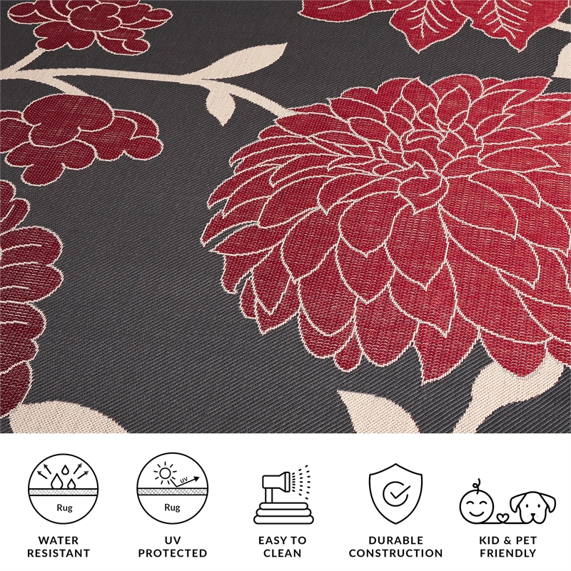 Safavieh Courtyard Anthracite Indoor Outdoor Rug - 2' x 3'7