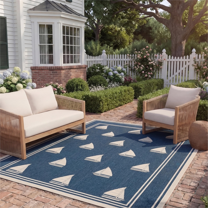 Safavieh Courtyard Navy Indoor Outdoor Rug - 8' x 11'