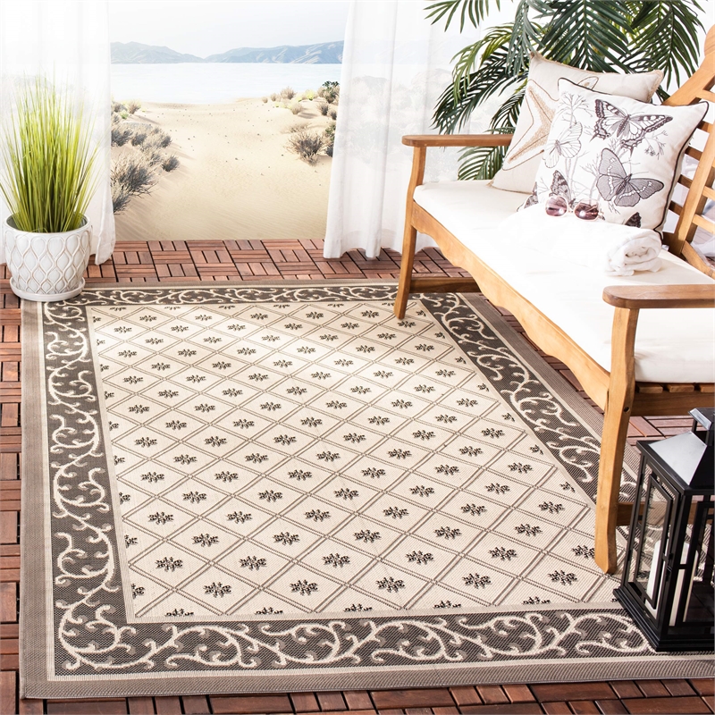 Safavieh Courtyard Beige Indoor Outdoor Rug - 9' x 12'