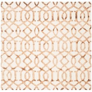 Safavieh Dip Dye 7'-0&quot x 7'-0&quot Wool Hand Tufted Rug in Ivory / Camel