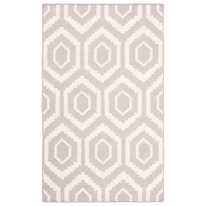 Safavieh Dhurries 2'-6&quot x 4'-0&quot Wool Hand Woven Flat Weave Rug in Gray / Ivory