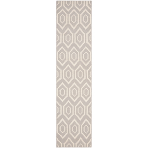 Safavieh Dhurries 2'-6&quot x 14'-0&quot Wool Hand Woven Flat Weave Rug in Gray / Ivory