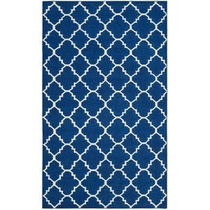 Safavieh Dhurries 6'-0&quot x 9'-0&quot Wool Hand Woven Flat Weave Rug in Navy/Ivory