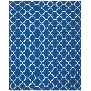 Safavieh Dhurries 9'-0&quot x 12'-0&quot Wool Hand Woven Flat Weave Rug in Navy/Ivory