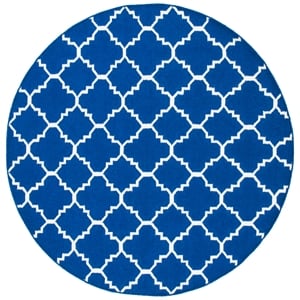 Safavieh Dhurries 4'-0&quot x 4'-0&quot Wool Hand Woven Flat Weave Rug in Navy / Ivory