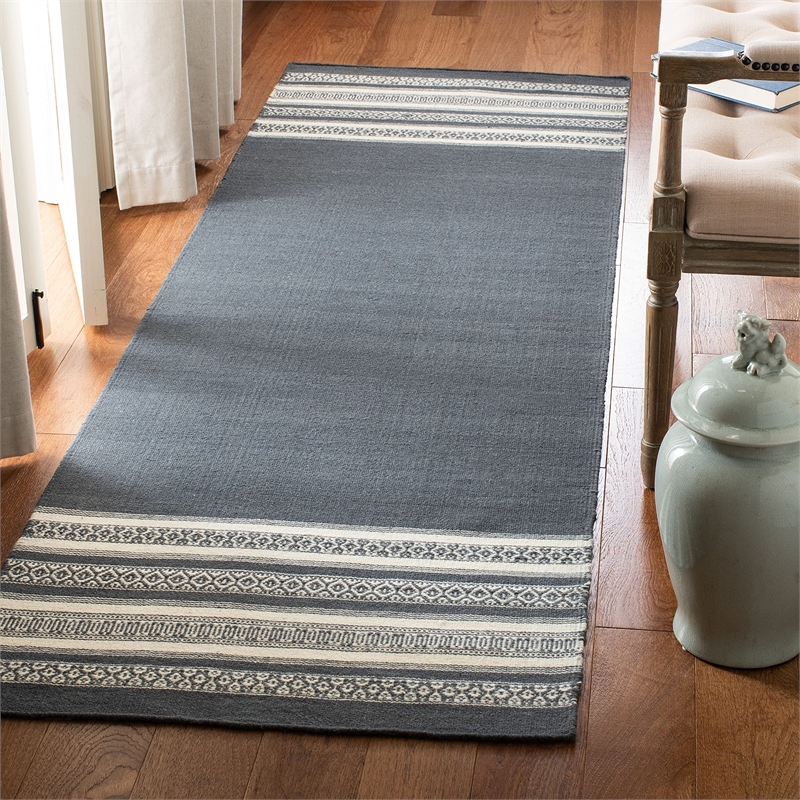 Safavieh Dhurries Dark Grey Contemporary Rug - 2'6