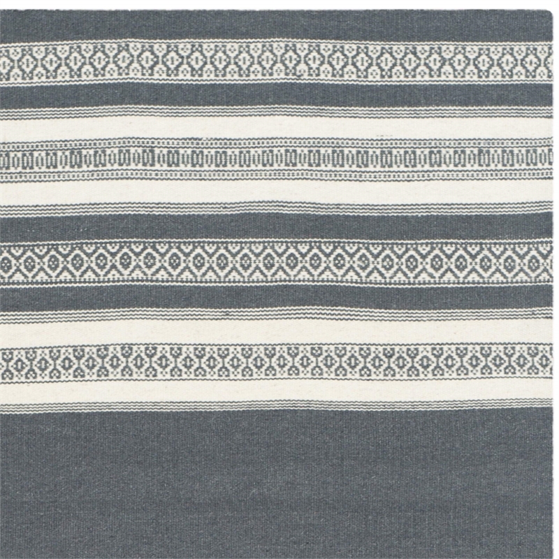 Safavieh Dhurries Dark Grey Contemporary Rug - Square 6'