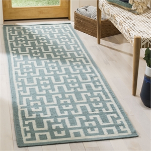 Safavieh Dhurries Seafoam Contemporary Rug - Runner 2'6&quot x 8'