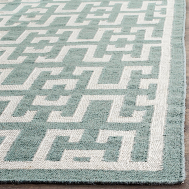 Safavieh Dhurries Seafoam Contemporary Rug - Runner 2'6