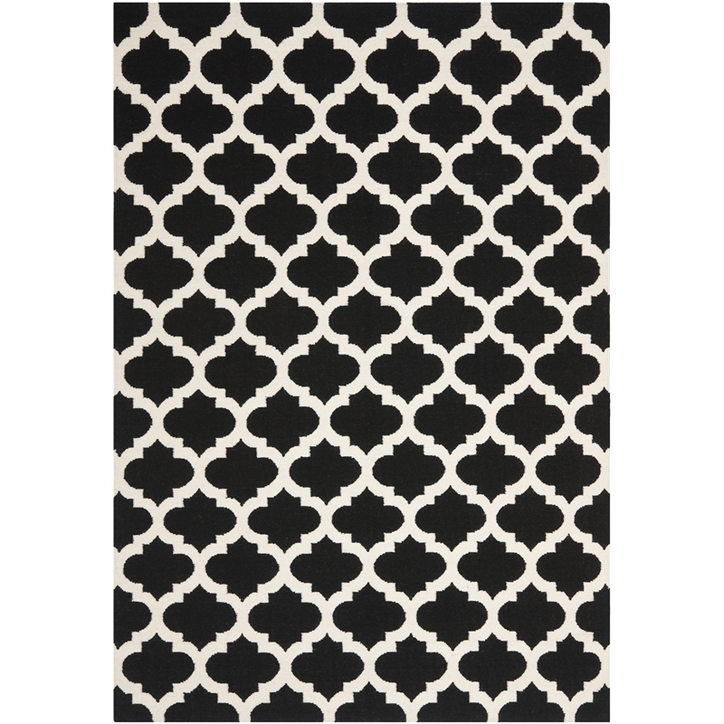 Safavieh Dhurries Black Contemporary Rug - 6' x 9'