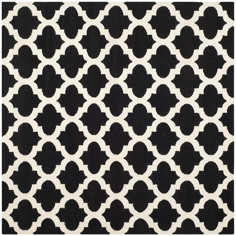 Safavieh Dhurries Black Contemporary Rug - Square 6'