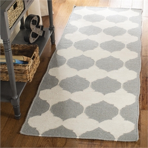 Safavieh Dhurries Grey Contemporary Rug - Runner 2'6&quot x 7'
