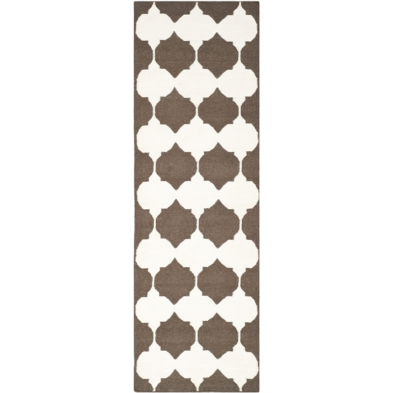 Safavieh Dhurries Brown Contemporary Rug - Runner 2'6