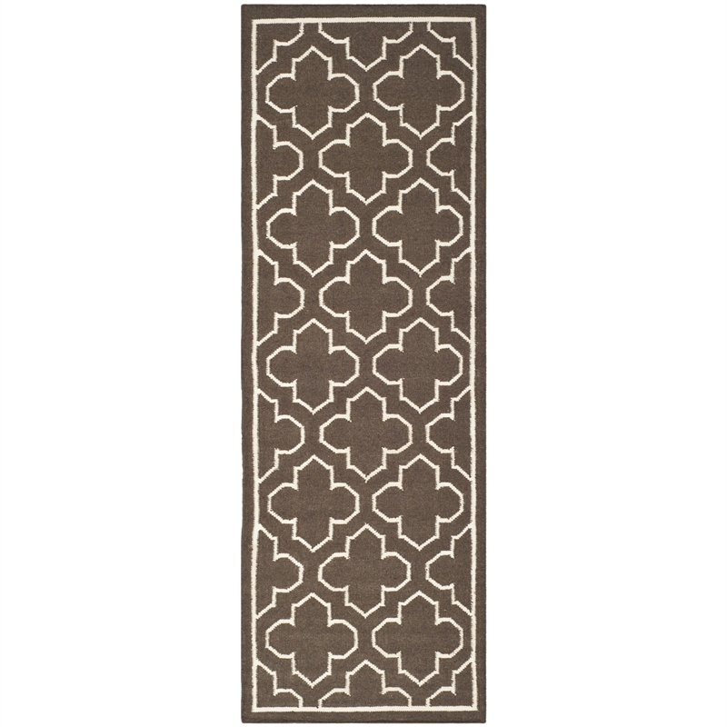 Safavieh Dhurries Brown Contemporary Rug - Runner 2'6