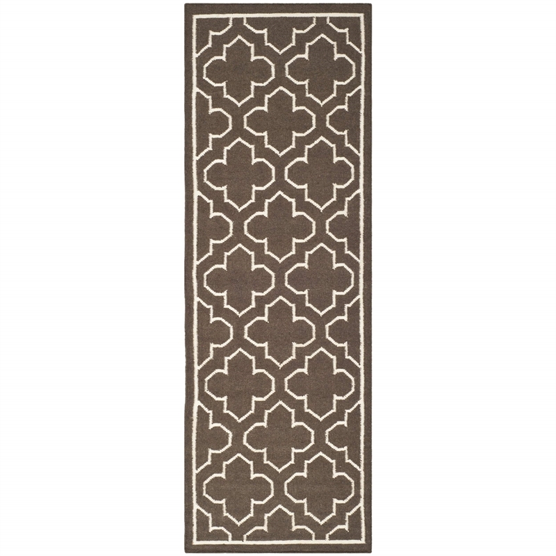 Safavieh Dhurries Brown Contemporary Rug - Runner 2'6