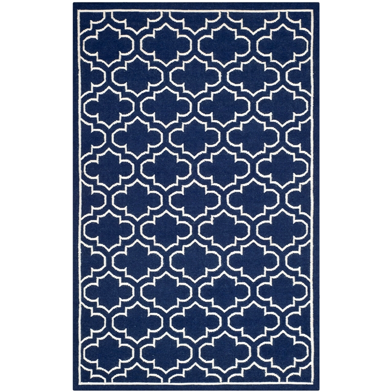 Safavieh Dhurries Navy Contemporary Rug - 6' x 9'