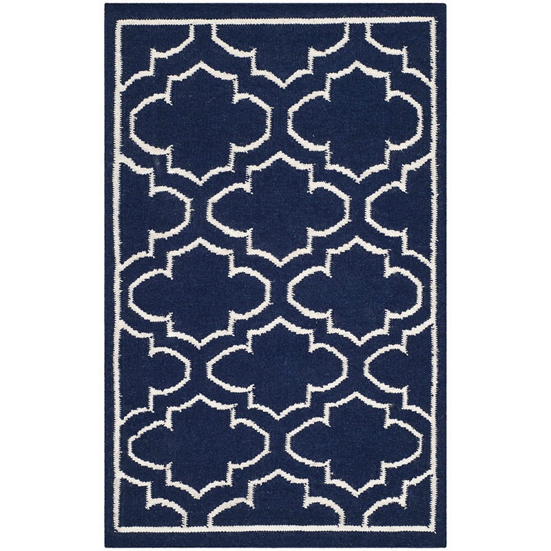 Safavieh Dhurries Navy Contemporary Rug - Runner 2'6