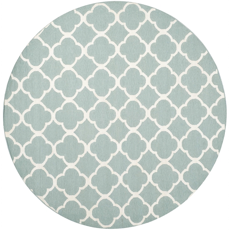 Safavieh Dhurries Blue Contemporary Rug - Round 7'