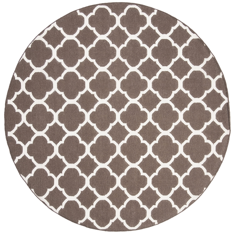 Safavieh Dhurries Brown Contemporary Rug - Round 7'