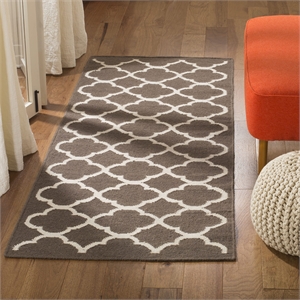 Safavieh Dhurries Brown Contemporary Rug - Runner 2'6&quot x 7'