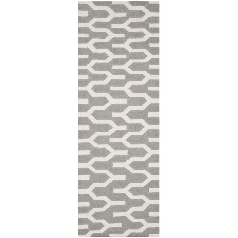 Safavieh Dhurries Silver Contemporary Rug - Runner 2'6