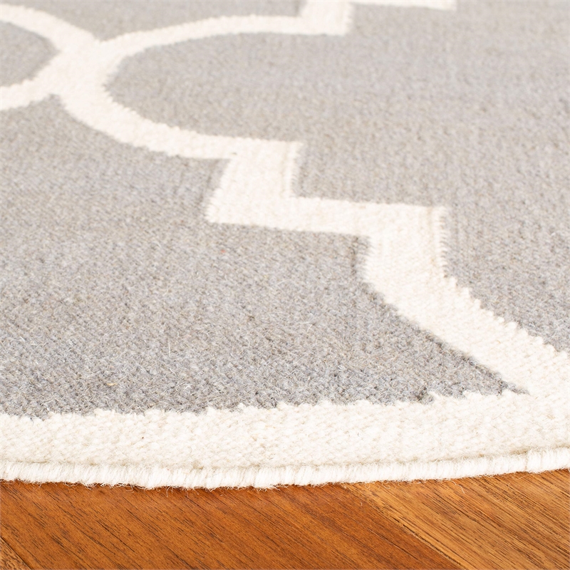 Safavieh Dhurries Grey Contemporary Rug - Round 6'