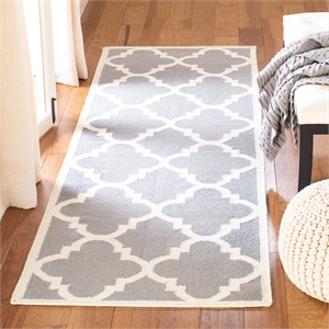 Safavieh Dhurries Grey Contemporary Rug - Runner 2'6&quot x 8'