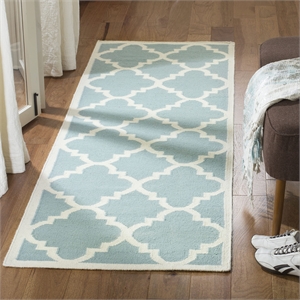 Safavieh Dhurries Light Blue Contemporary Rug - Runner 2'6&quot x 8'
