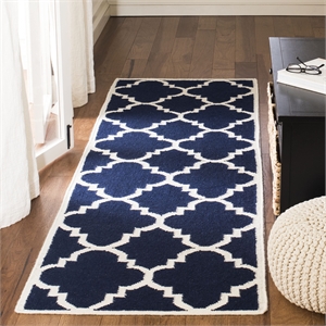 Safavieh Dhurries Navy Contemporary Rug - Runner 2'6&quot x 8'