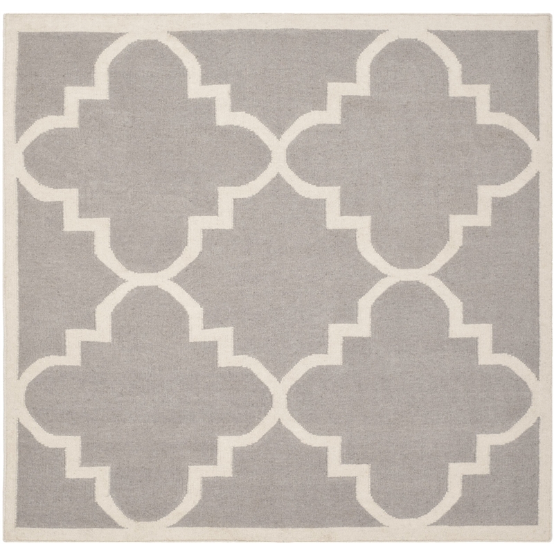 Safavieh Dhurries Dark Grey Contemporary Rug - Square 6'