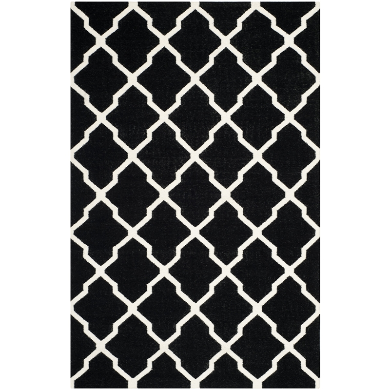 Safavieh Dhurries Black Contemporary Rug - 6' x 9'