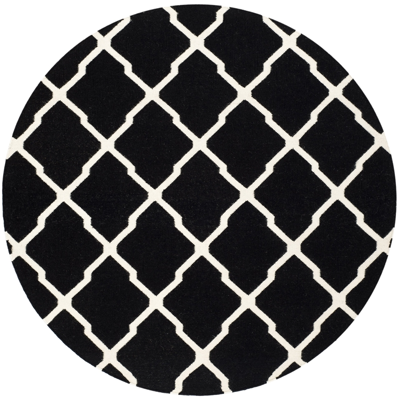 Safavieh Dhurries Black Contemporary Rug - Round 6'