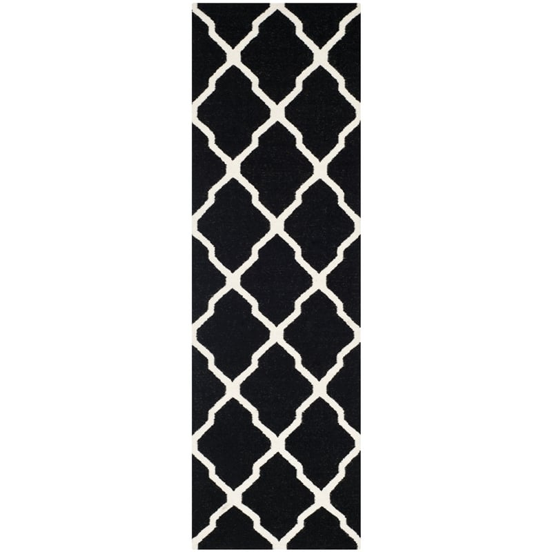 Safavieh Dhurries Black Contemporary Rug - Runner 2'6