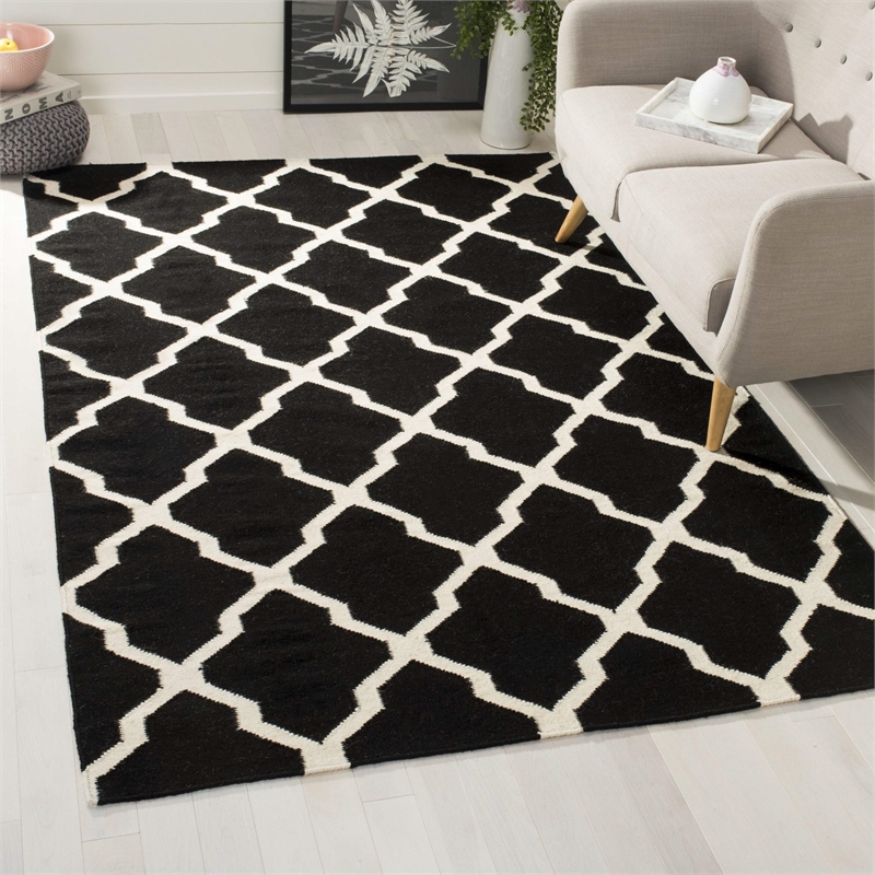 Safavieh Dhurries Black Contemporary Rug - Square 6'