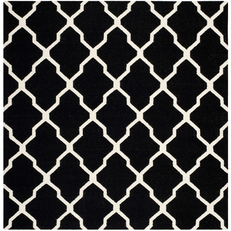 Safavieh Dhurries Black Contemporary Rug - Square 6'