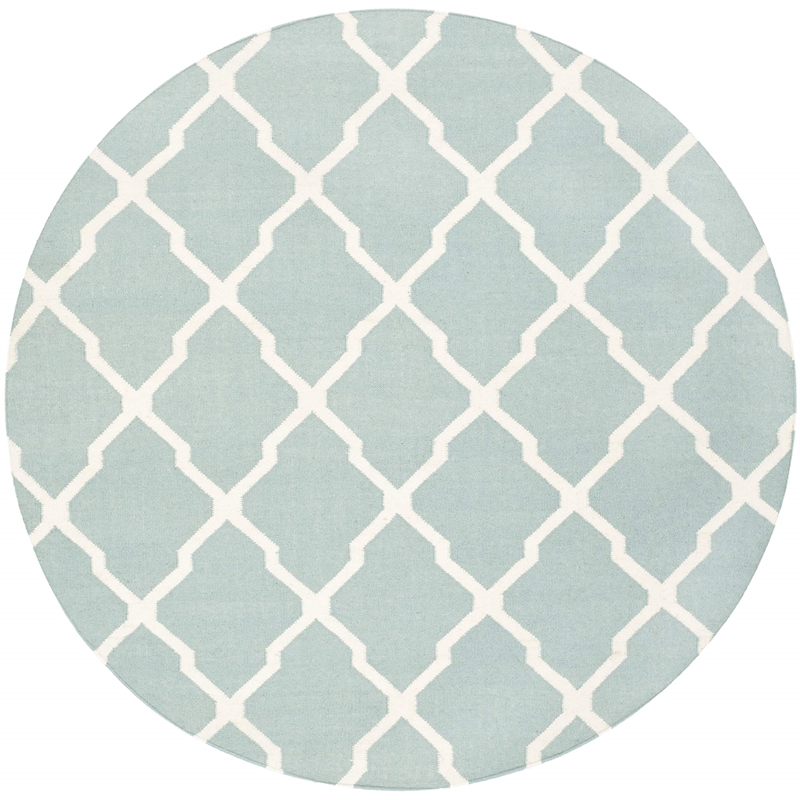 Safavieh Dhurries Light Blue Contemporary Rug - Round 6'