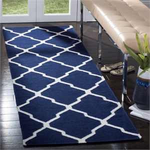Safavieh Dhurries Navy Contemporary Rug - Runner 2'6&quot x 8'